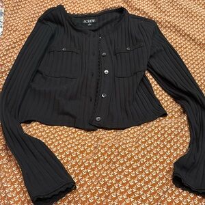 J crew black short cardigan top